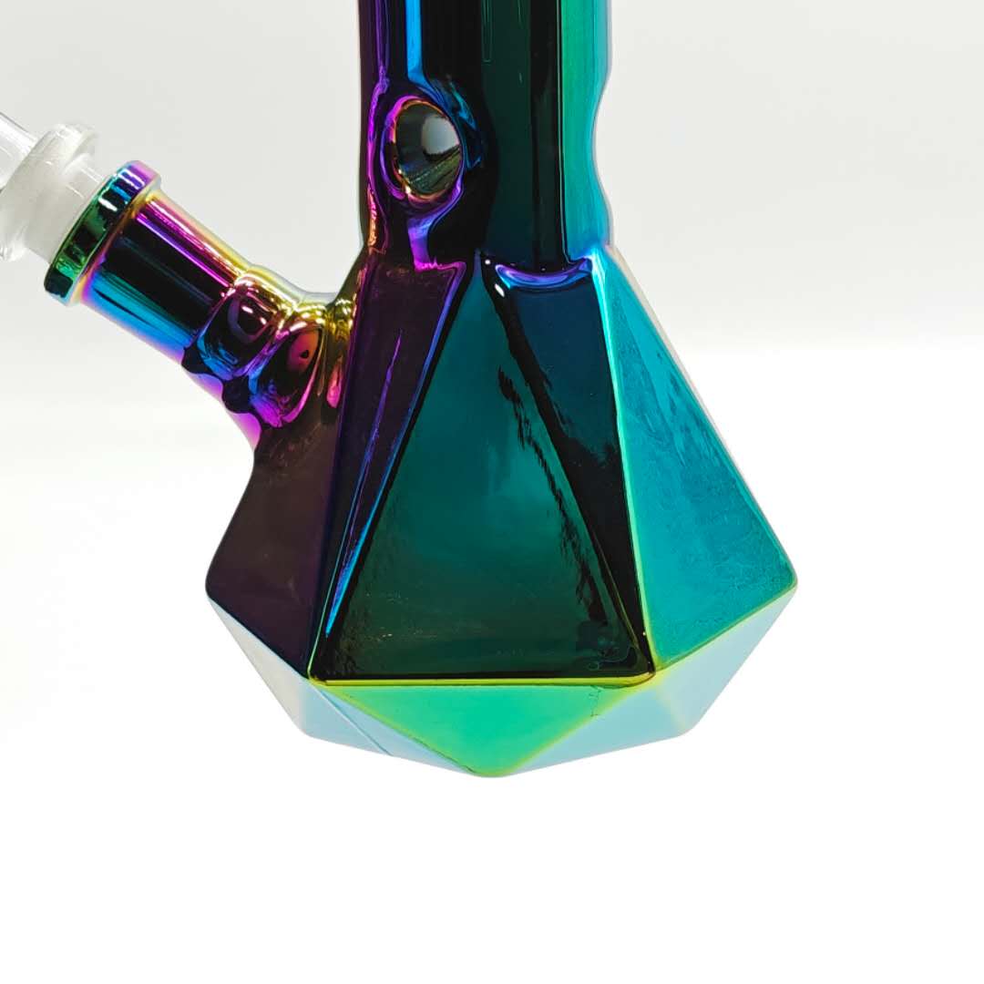 10" 4mm Electroplated Hexagon Base Glass Bong-Assorted Color Glass Bong Fortune