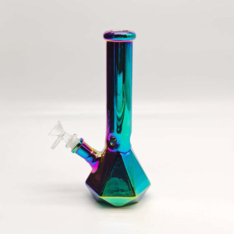 10" 4mm Electroplated Hexagon Base Glass Bong-Assorted Color Glass Bong Fortune Rainbow