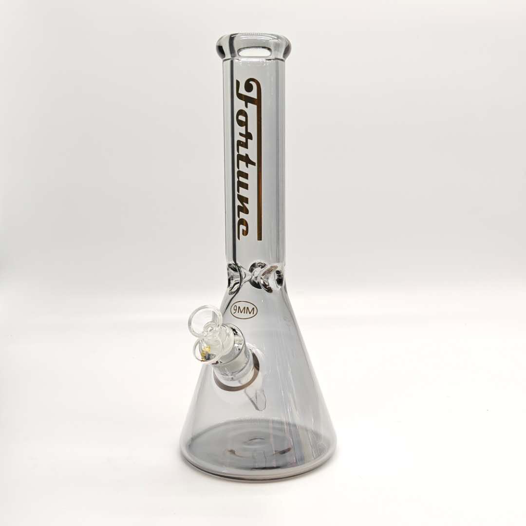 14“ 9mm Electroplated Beaker Bong-Assorted Color Glass Bong Fortune Gray-B