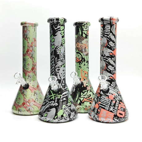 13" 7mm Hydrographic Glass Bong-Assorted Designs Glass Bong Super Supplys Inc