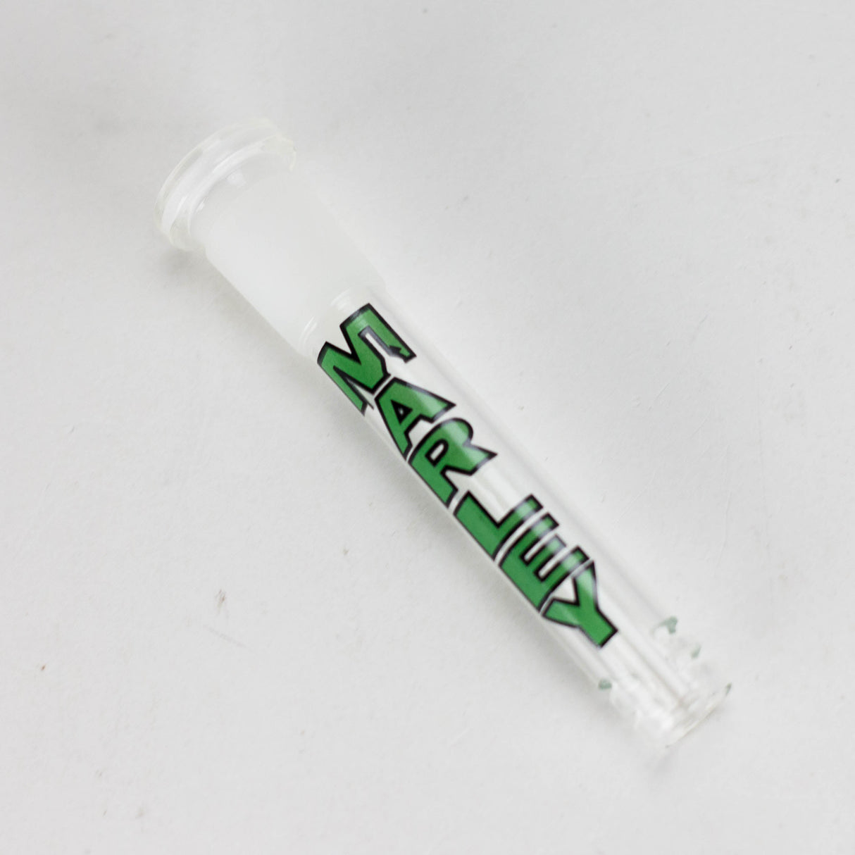Marley Glass | Colored Logo Downstems with Diffusion Cuts – 3", 4", 5" Downstem · Bowlstem Smoking Cat Distribution 3" Green