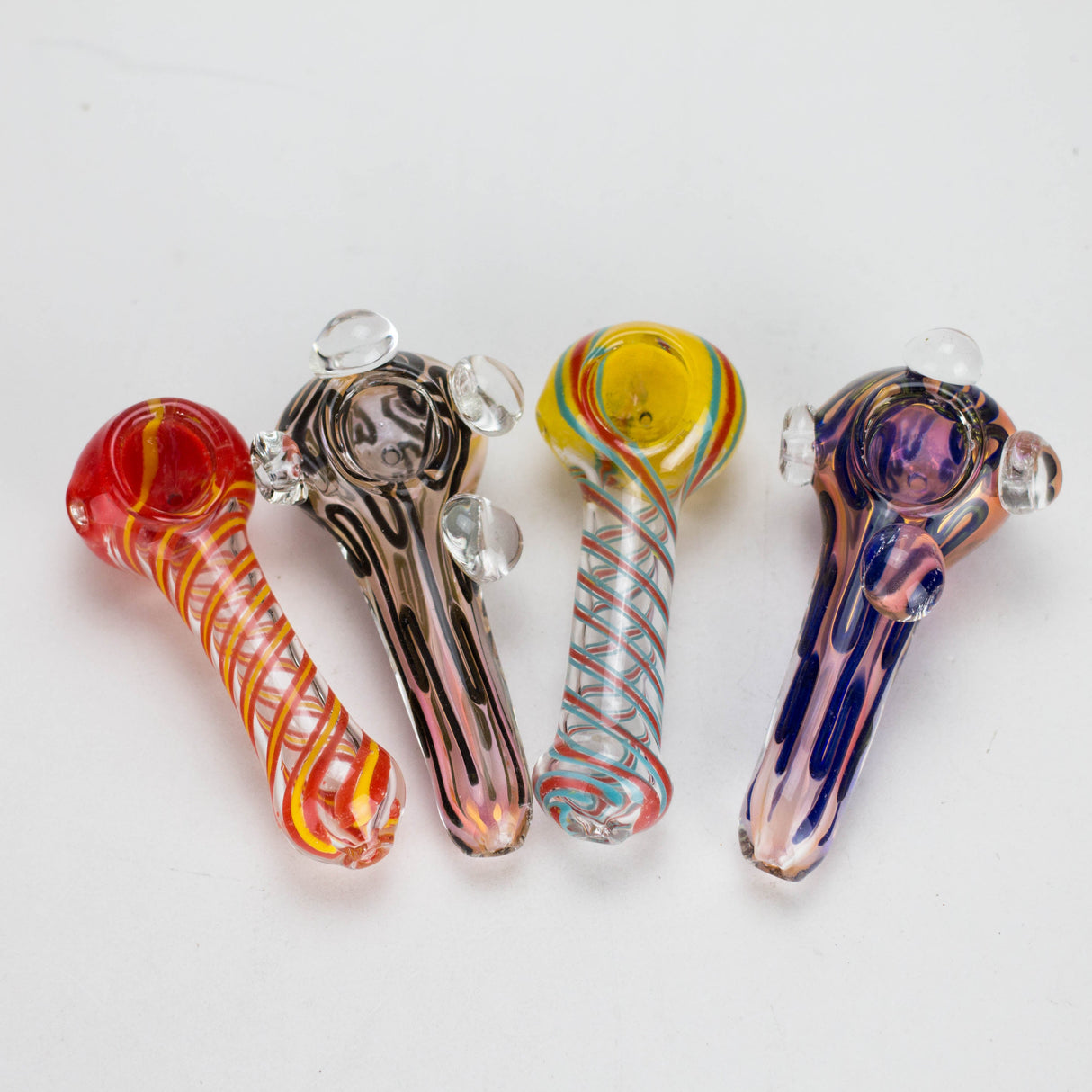 4.5" Fancy Glass Pipe – 10 Pieces in Display Jar Glass Pipe Bongzie Smokes