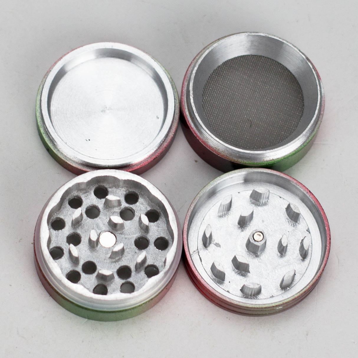 53mm Dual-Tone 4-Part Aluminum Herb Grinder – 20pcs Bulk Pack Regular Grinder Bongzie Smokes