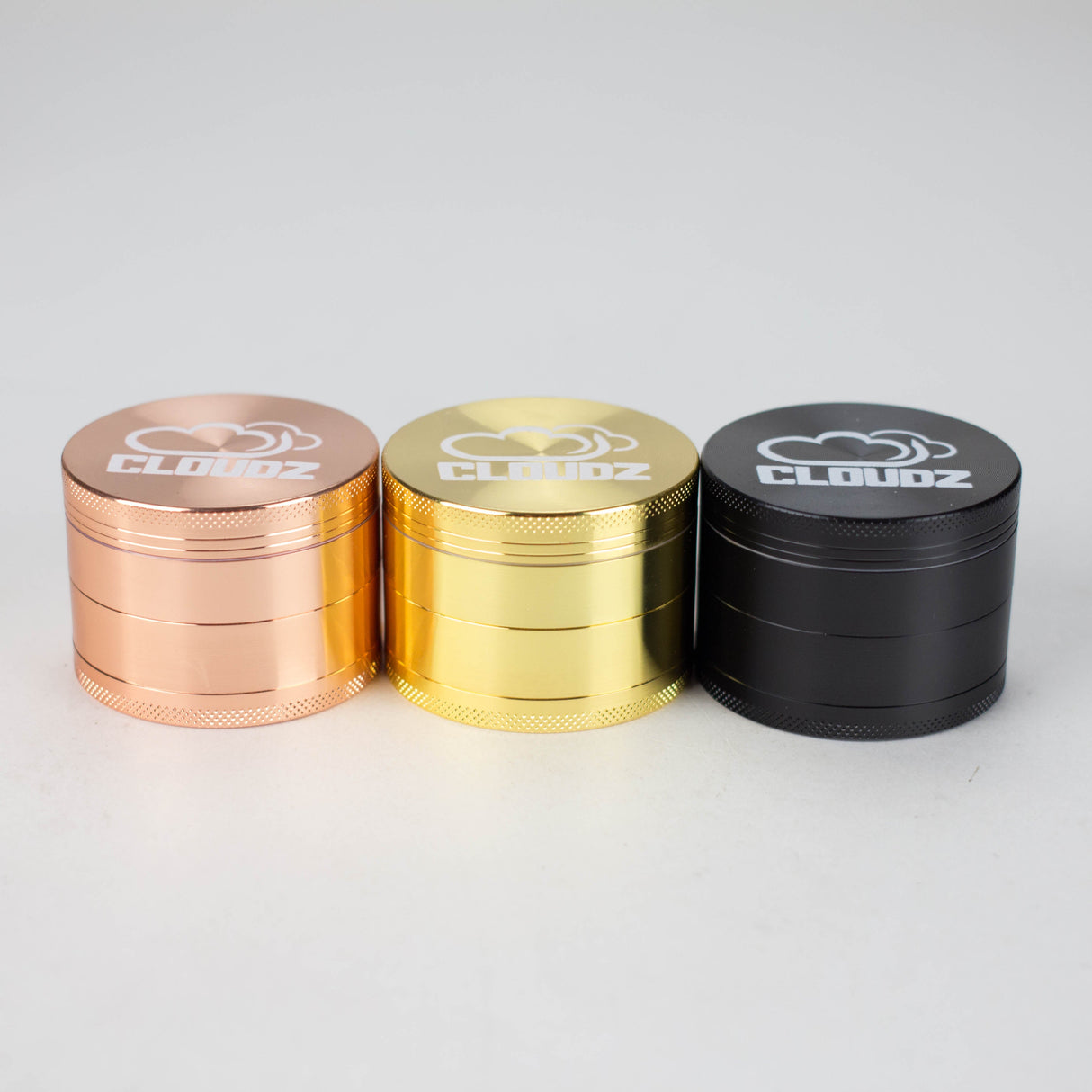 Cloudz | Grinderz Display Box – Platinum Edition – 55mm 4-Piece Grinder – 6 Count Display Pack Cloudz Smoke