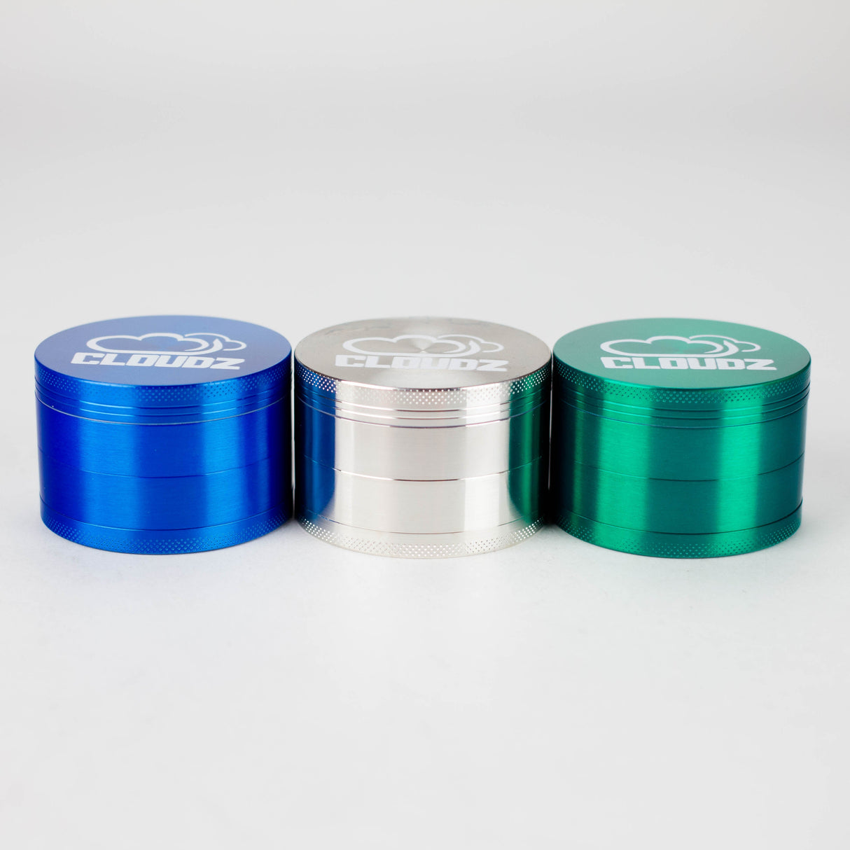 Cloudz | Grinderz Display Box – Platinum Edition – 63MM 4-Piece Grinder – 6 Count Display Pack Cloudz Smoke