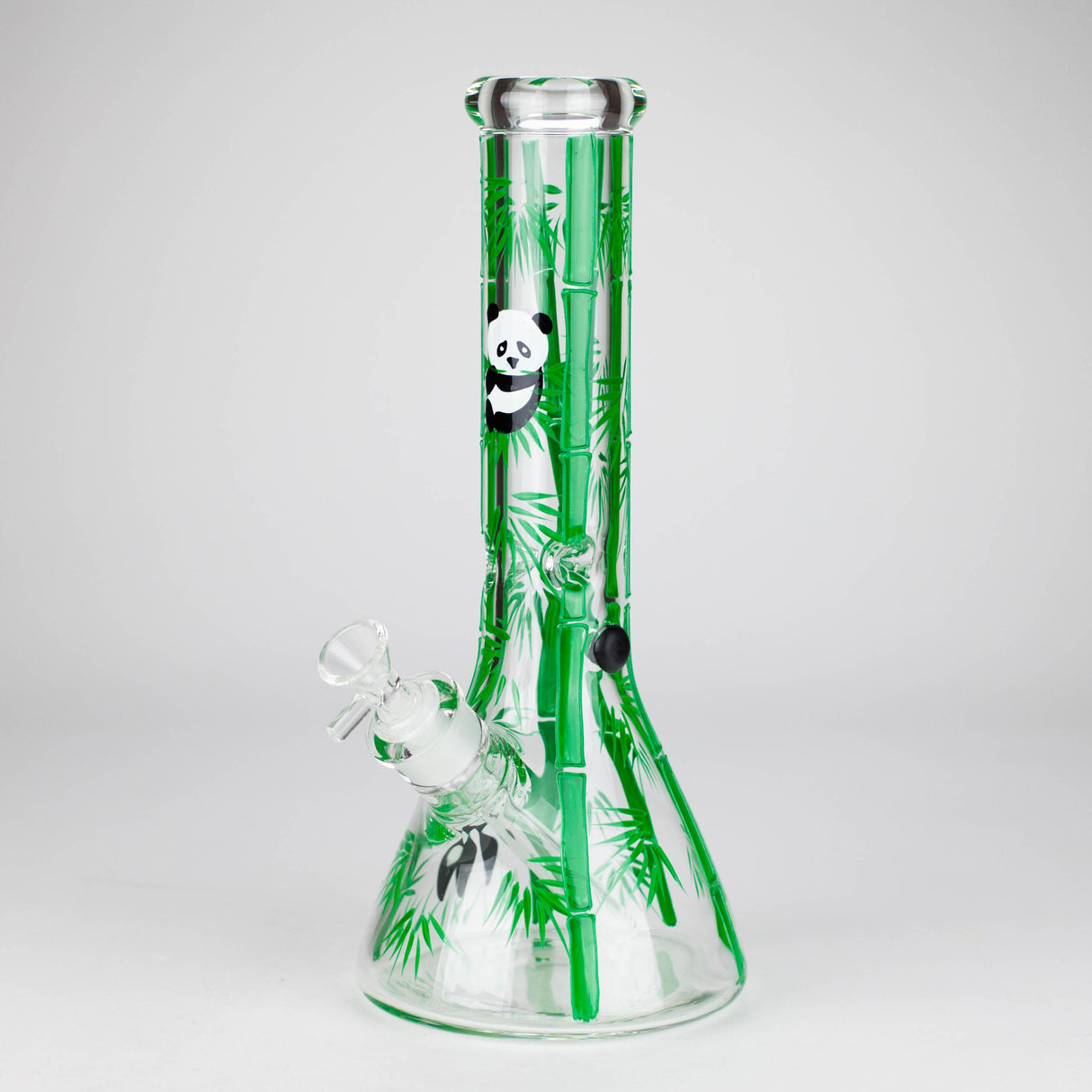 12" Panda & Bamboo Beaker Glass Bong – 7mm Thick with Ice Pinch Glass Bong RMG WHOLESALE