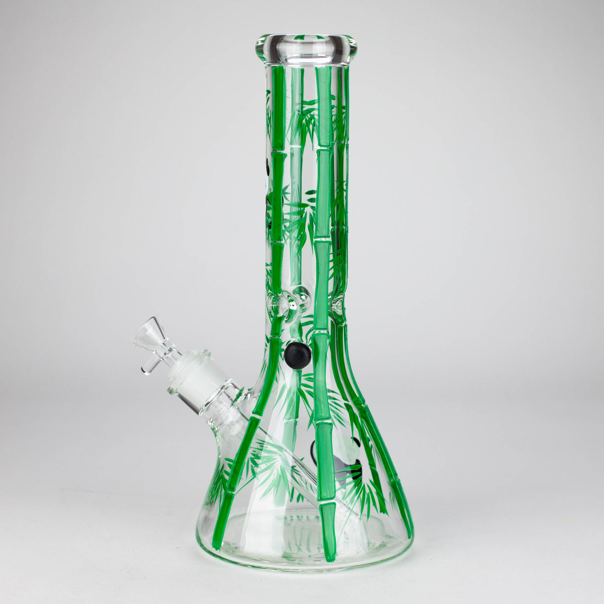 12" Panda & Bamboo Beaker Glass Bong – 7mm Thick with Ice Pinch Glass Bong RMG WHOLESALE