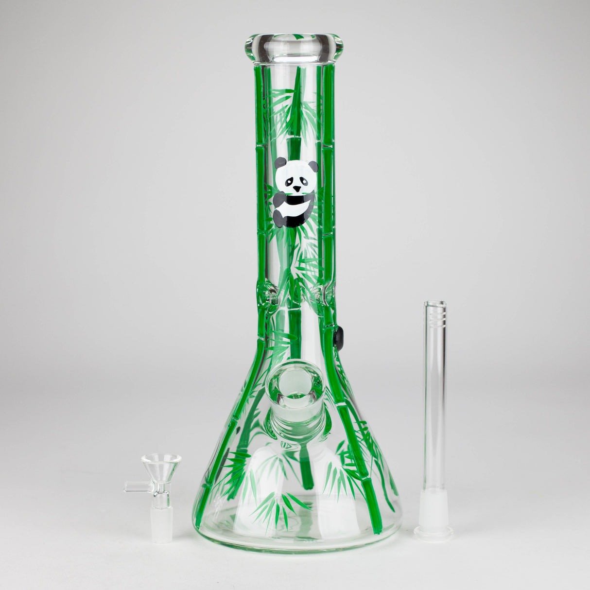 12" Panda & Bamboo Beaker Glass Bong – 7mm Thick with Ice Pinch Glass Bong RMG WHOLESALE
