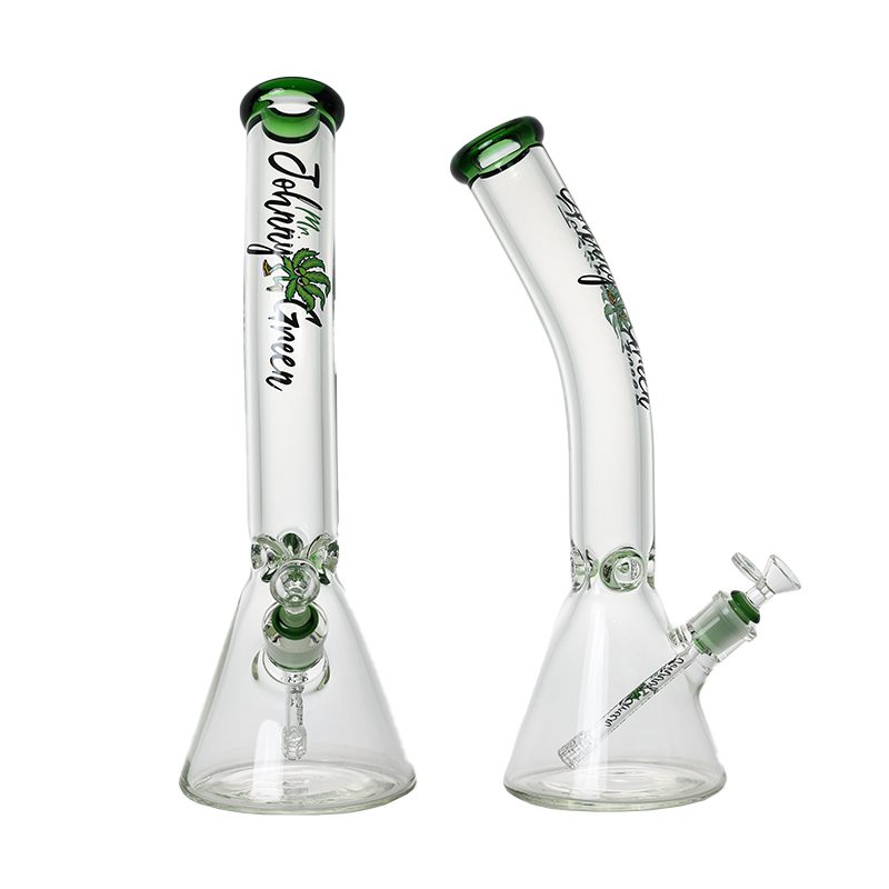Johnny Green | 16″ 9mm Beaker Bent Neck with Grid Percolator Slide – Green (MJG-008) Glass Bong Canadian Distributor
