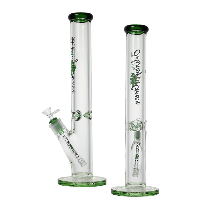 Johnny Green | 16″ 9mm Straight Tube with Grid Percolator Slide – Green (MJG-013) Glass Bong Canadian Distributor