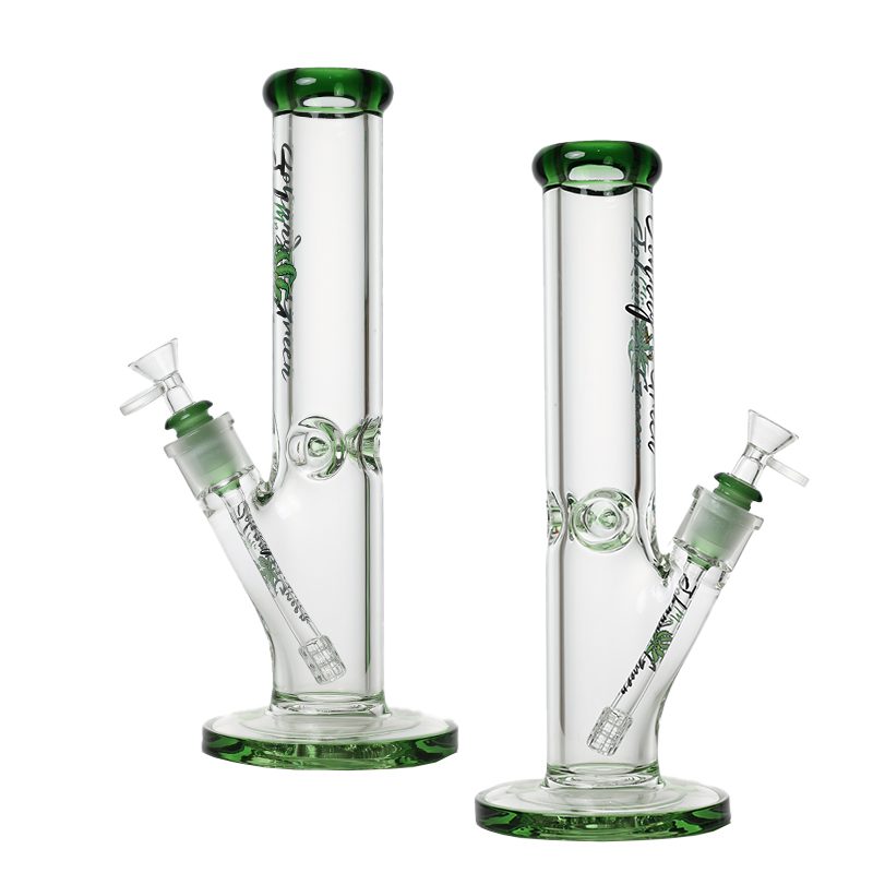 Johnny Green 12″ 9mm Straight Tube with Grid Percolator Slide – Green (MJG-012) Glass Bong Canadian Distributor