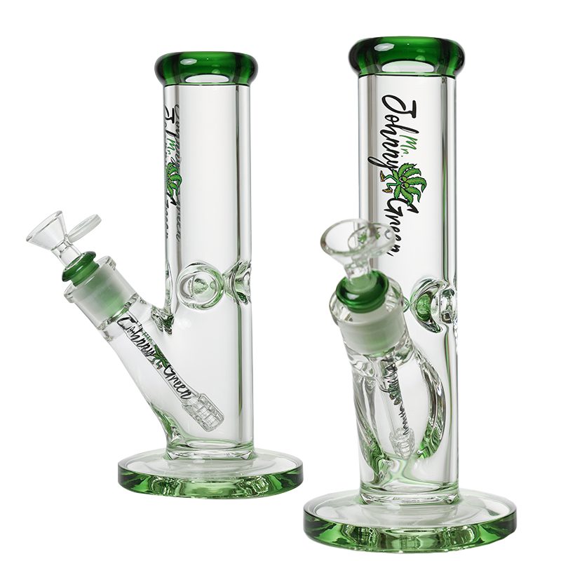 Johnny Green | 10″ 9mm Straight Tube with Grid Percolator Slide – Green (MJG-011) Glass Bong Canadian Distributor