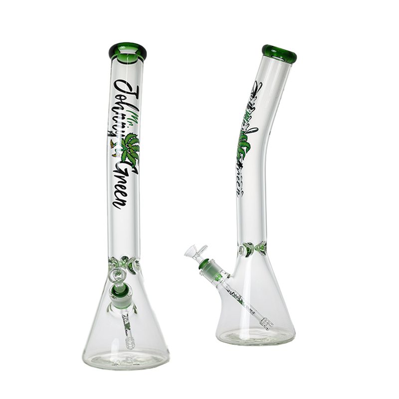 Johnny Green | 20″ 9mm Beaker Bent Neck with Grid Percolator Slide – Green (MJG-009) Glass Bong Canadian Distributor