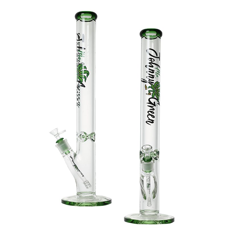 Johnny Green | 20″ 9mm Straight Tube with Grid Percolator Slide – Green (MJG-014) Glass Bong Canadian Distributor