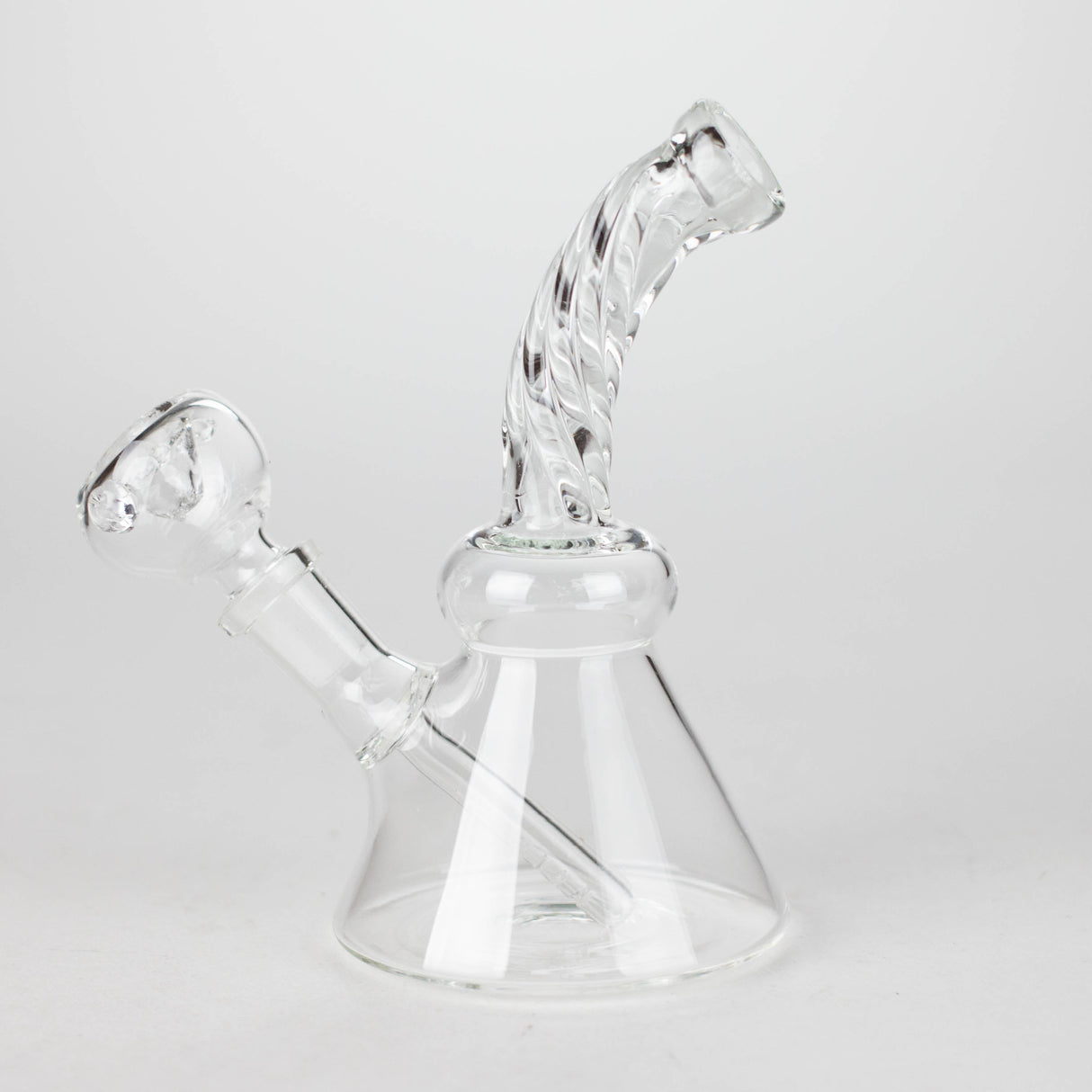 6" Twist Neck Glass Bong with Water Diffuser | 14mm Bowl Joint | Stemless Design Glass Bong Bongzie Smokes