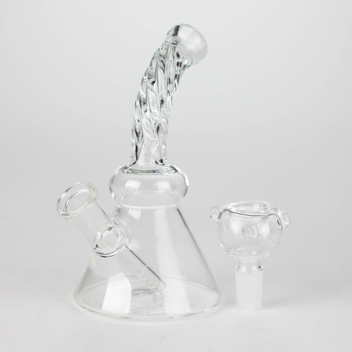 6" Twist Neck Glass Bong with Water Diffuser | 14mm Bowl Joint | Stemless Design Glass Bong Bongzie Smokes
