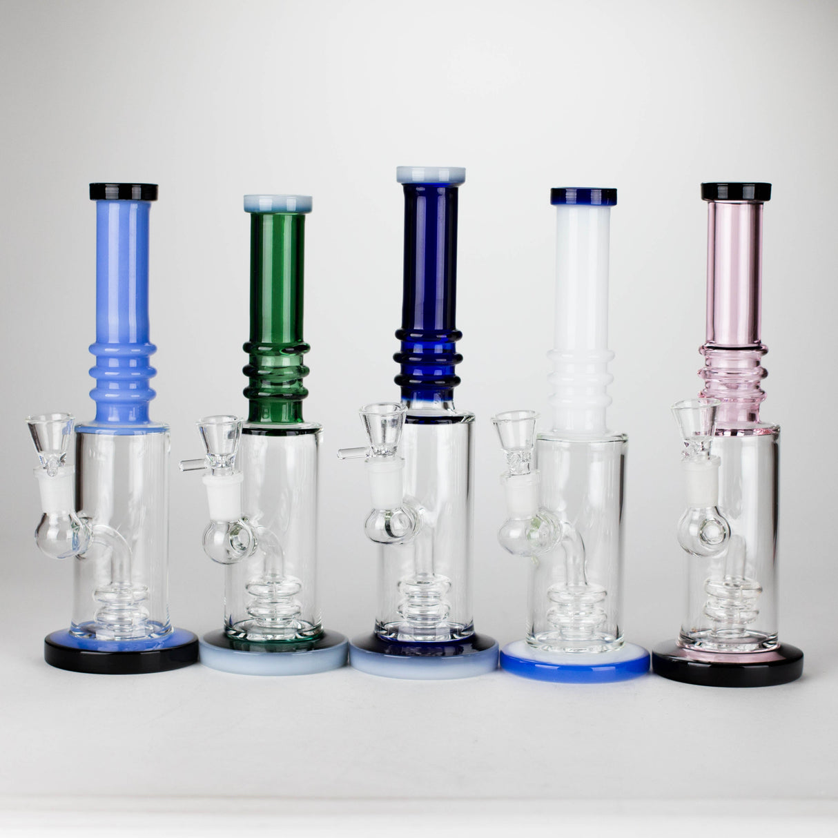 11" Colour Tube Glass Bong with Water Diffuser | 14mm Bowl Joint | Stemless Design Glass Bong Bongzie Smokes