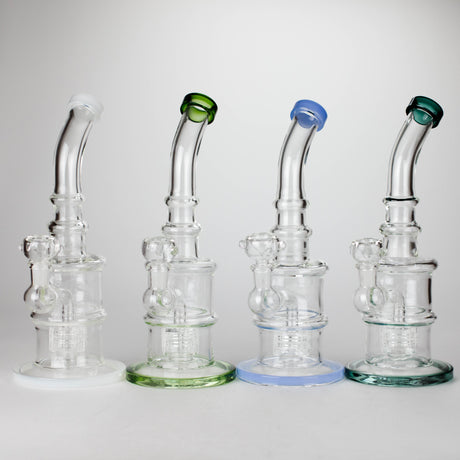 11" Glass Bong with Water Diffuser | 14mm Bowl Joint | Stemless Design Glass Bong Bongzie Smokes