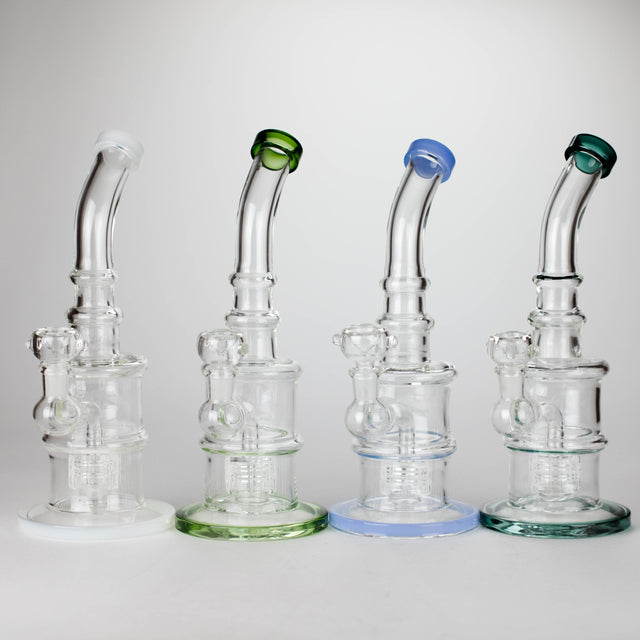 11" Glass Bong with Water Diffuser | 14mm Bowl Joint | Stemless Design Glass Bong Bongzie Smokes