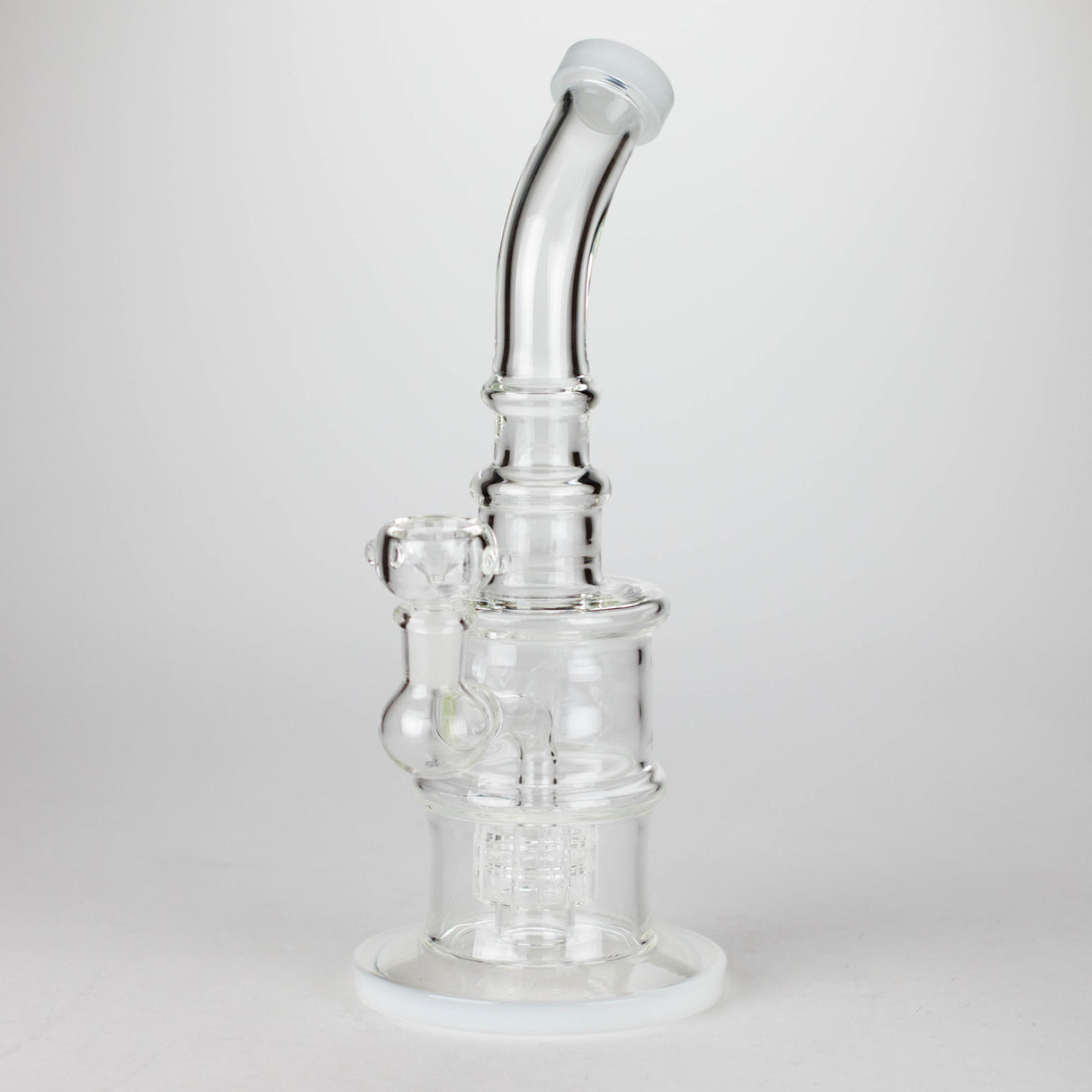 11" Glass Bong with Water Diffuser | 14mm Bowl Joint | Stemless Design Glass Bong Bongzie Smokes White