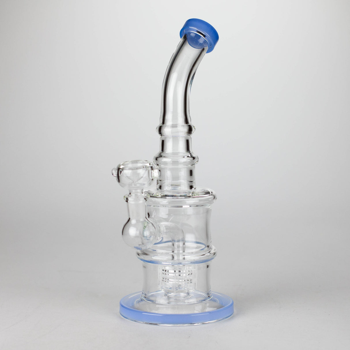 11" Glass Bong with Water Diffuser | 14mm Bowl Joint | Stemless Design Glass Bong Bongzie Smokes Blue