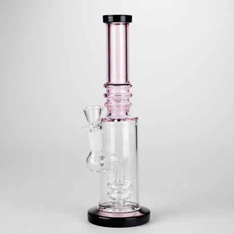 11" Colour Tube Glass Bong with Water Diffuser | 14mm Bowl Joint | Stemless Design Glass Bong Bongzie Smokes Pink