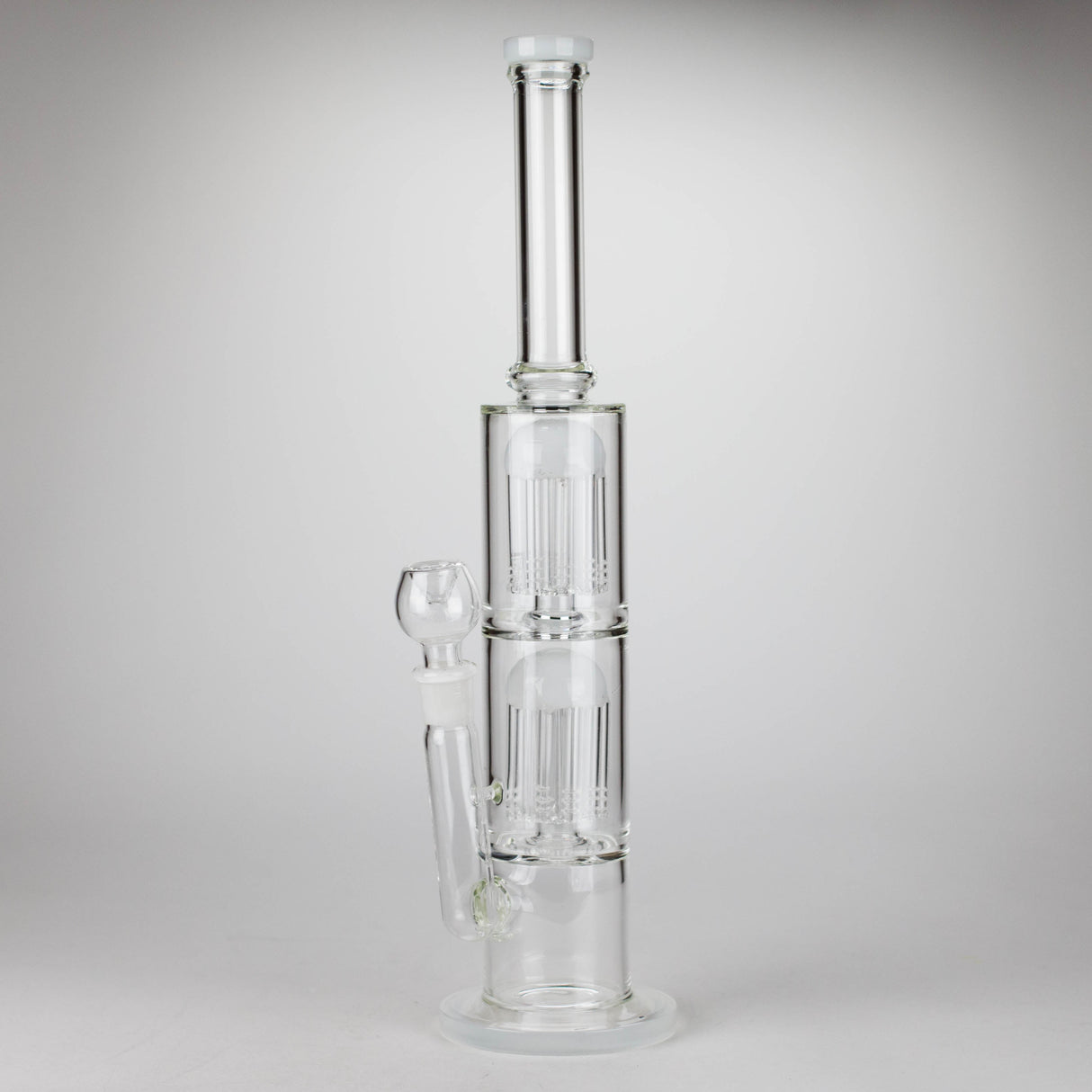 16" Color accented double percolator glass bong Glass Bong Bongzie Smokes WHITE
