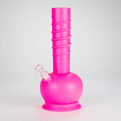 HIT | 12" Silicone Round Water Pipe - with Glass Bowl and Downstem Resin · Silicone · Plastic Bong NIBO Distribution Pink
