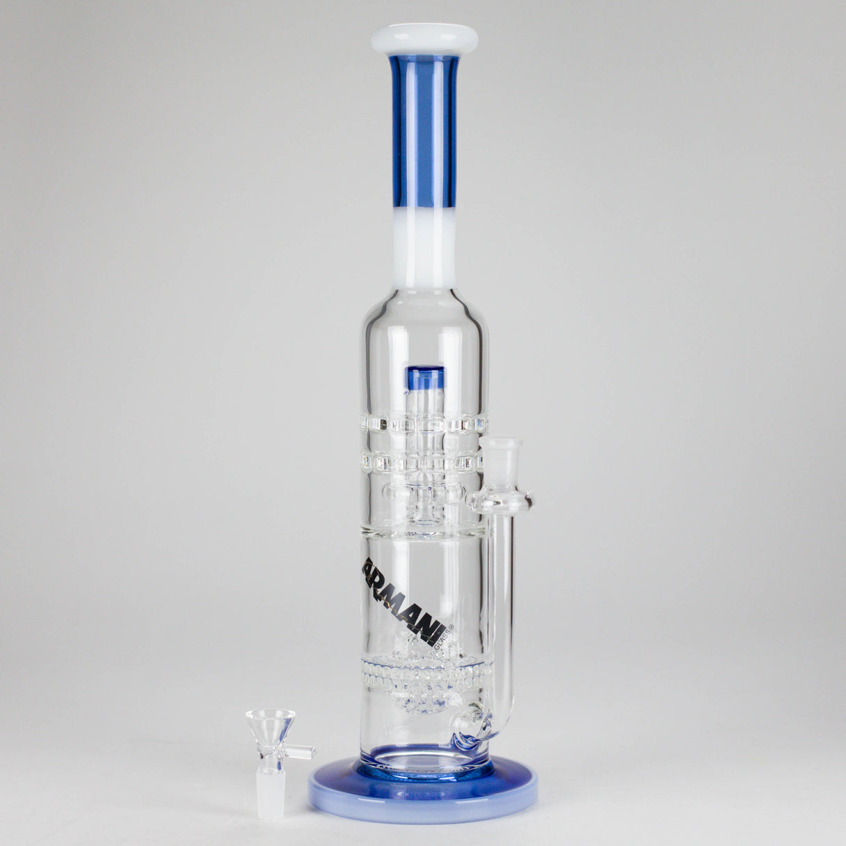 Armani Glass | 16" Double Percolator Bong – Premium Dual-Chamber Water Pipe Glass Bong RMG WHOLESALE Blue