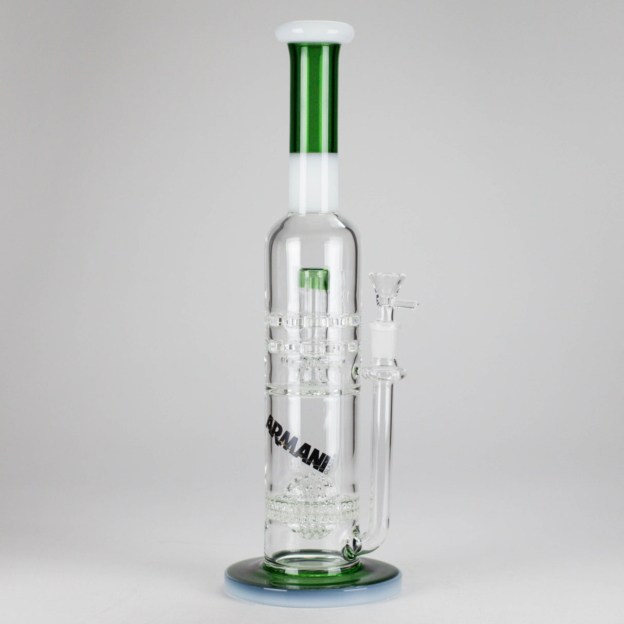 Armani Glass | 16" Double Percolator Bong – Premium Dual-Chamber Water Pipe Glass Bong RMG WHOLESALE Green