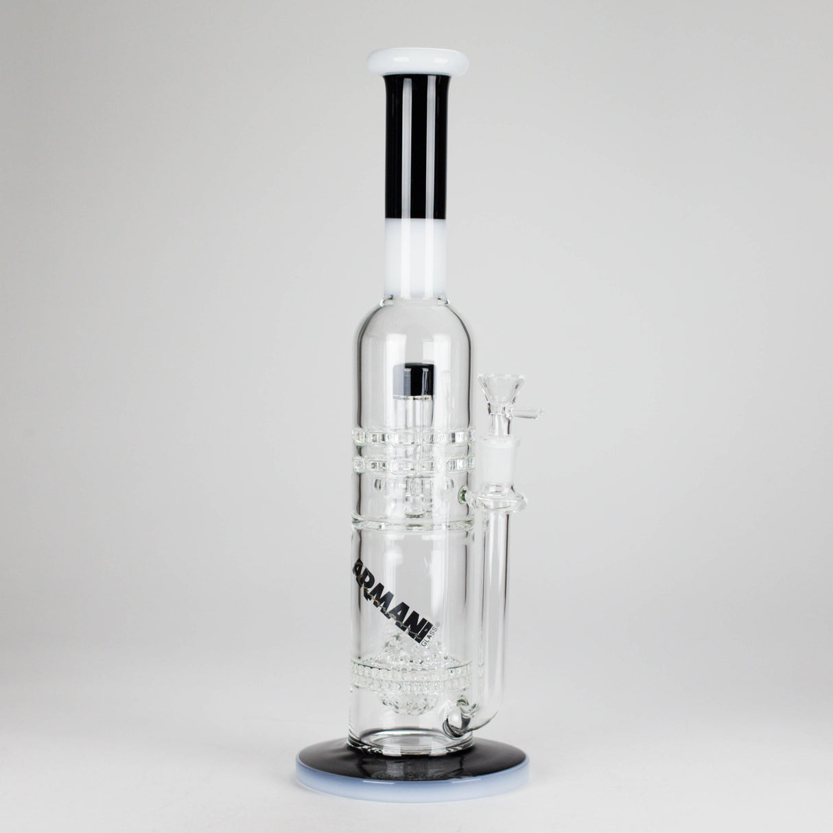 Armani Glass | 16" Double Percolator Bong – Premium Dual-Chamber Water Pipe Glass Bong RMG WHOLESALE Black