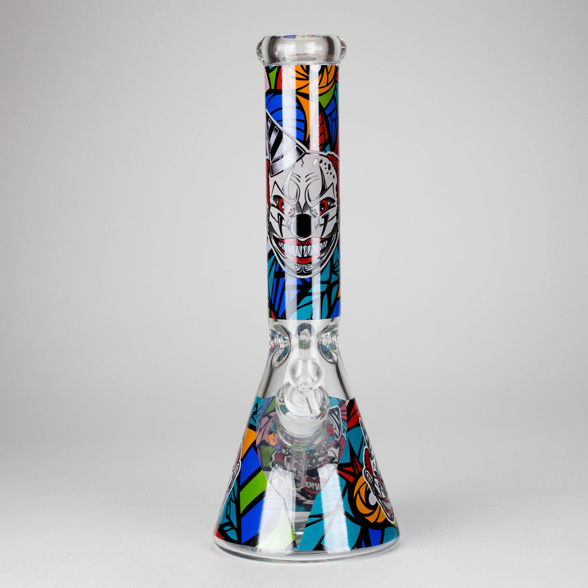 13.5" PsyClown Glass Bong – 7mm Thick Glass, Bold Psychedelic Clown Design Glass Bong DY Glass Design A