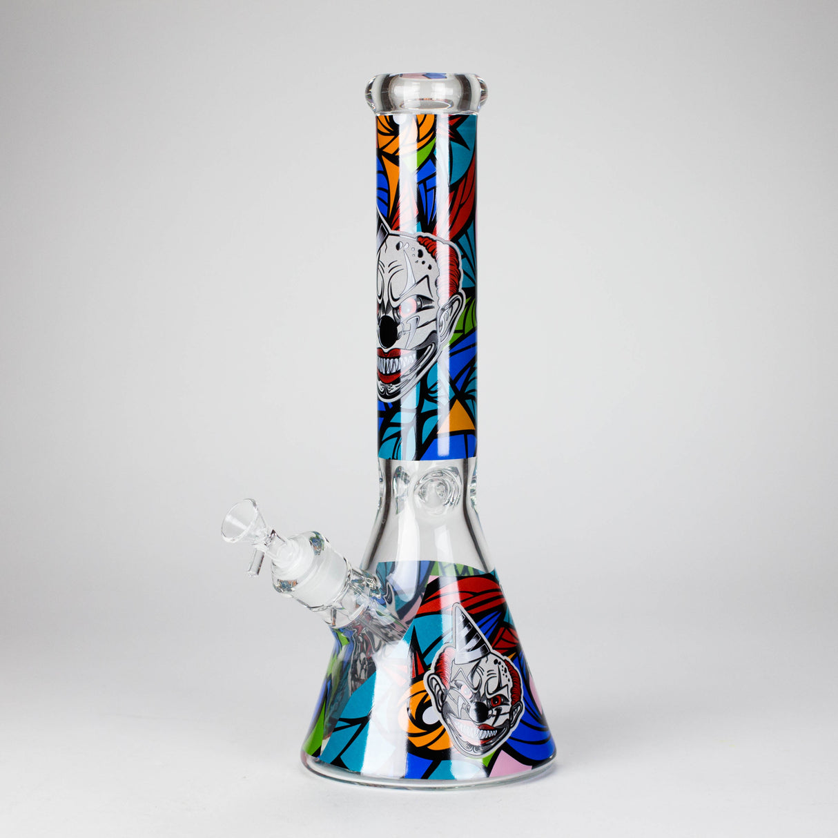 13.5" PsyClown Glass Bong – 7mm Thick Glass, Bold Psychedelic Clown Design Glass Bong DY Glass