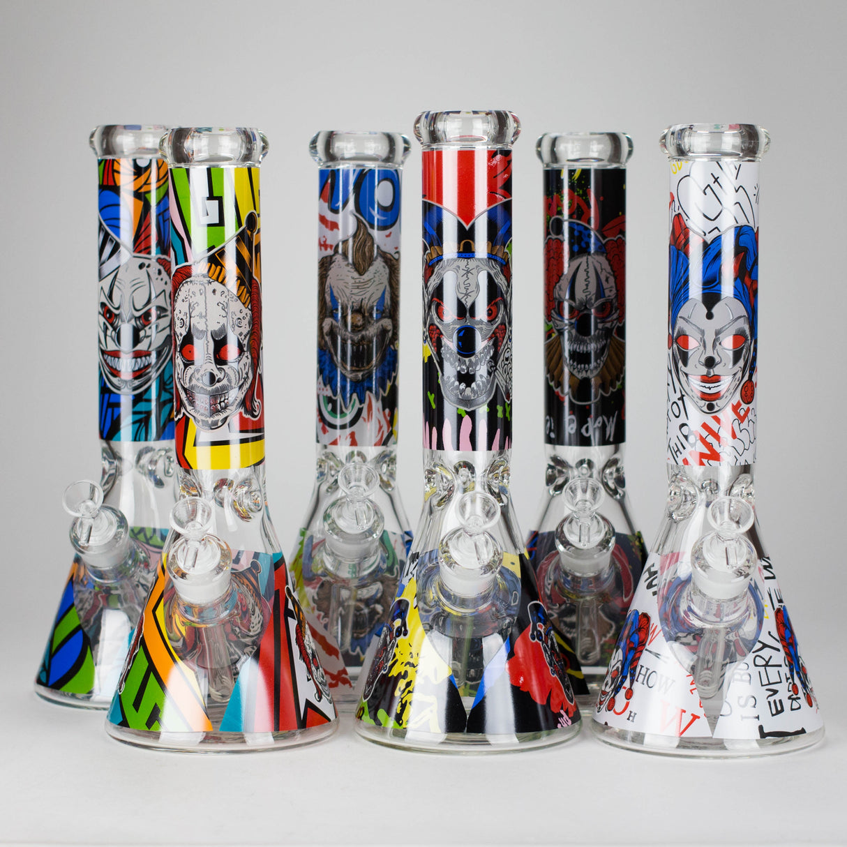 13.5" PsyClown Glass Bong – 7mm Thick Glass, Bold Psychedelic Clown Design Glass Bong DY Glass