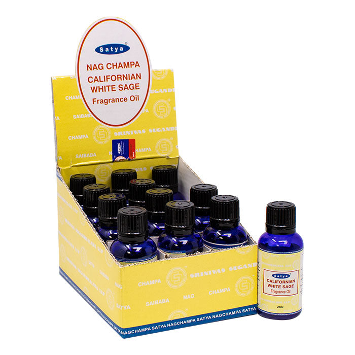 Satya Californian White Sage 25ml Fragrance Oil Display of 12 Diffuser Maple Craft Inc