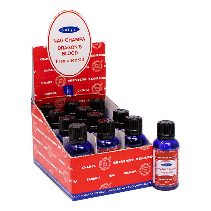 Satya Dragon's Blood 25ml Fragrance Oil Display of 12 Diffuser Maple Craft Inc