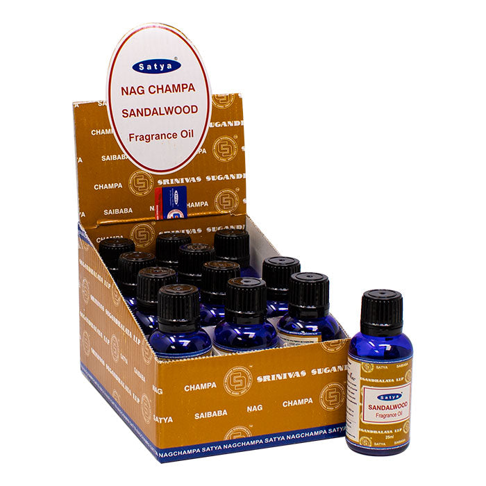 Satya Sandalwood 25ml Fragrance Oil Display of 12 Diffuser Maple Craft Inc