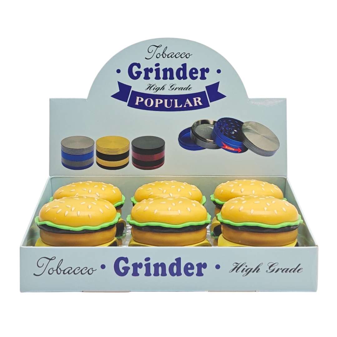 Hamburger Design 56*60 mm Zinc Grinder-6CT Display Pack Super Supplys Inc