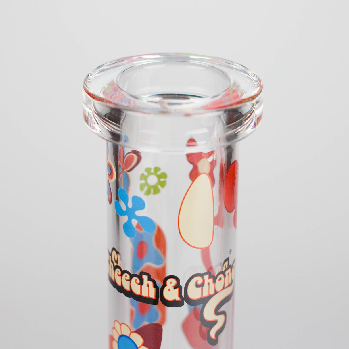 Cheech & Chong® Glass | 10" Tall Clear Power To The Flower Hex Beaker Base Water Pipe Glass Bong West Coast Gifts