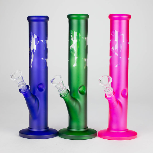 10" Straight Tube Water Pipe with Star Pattern | Durable Glass – Assorted Colors Glass Bong RMG WHOLESALE