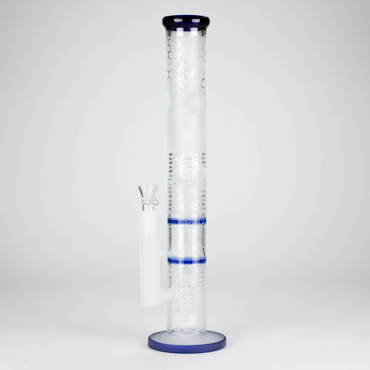 16.5" Straight Frosted Glass Bong with Dual Honeycomb Diffuser – Stemless Design Glass Bong RMG WHOLESALE