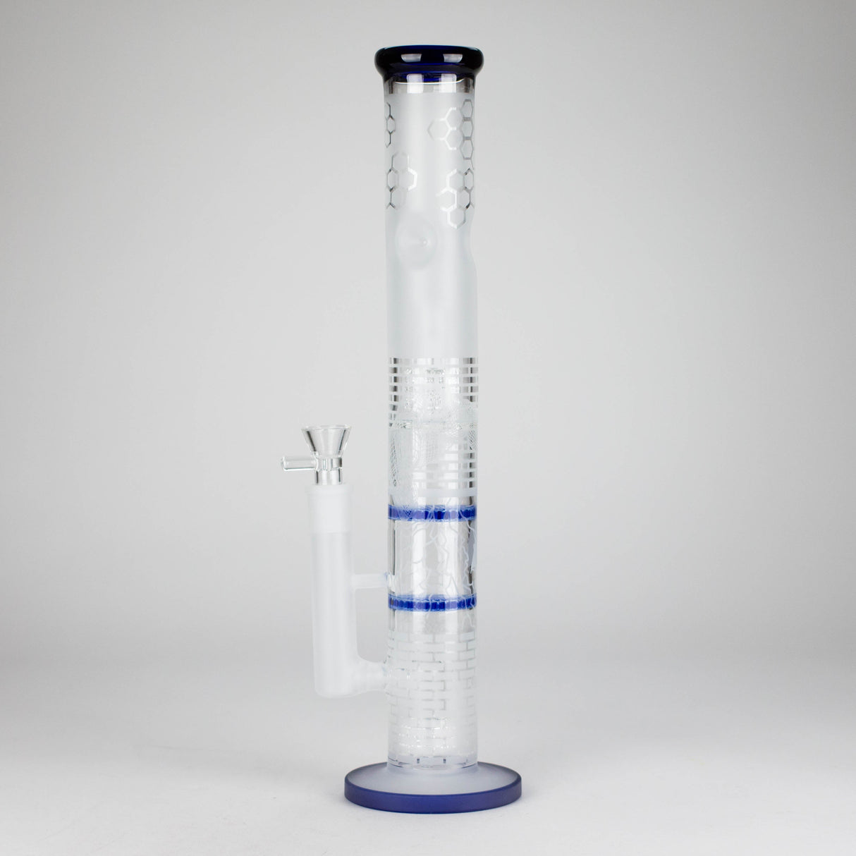 16.5" Straight Frosted Glass Bong with Dual Honeycomb Diffuser – Stemless Design Glass Bong RMG WHOLESALE