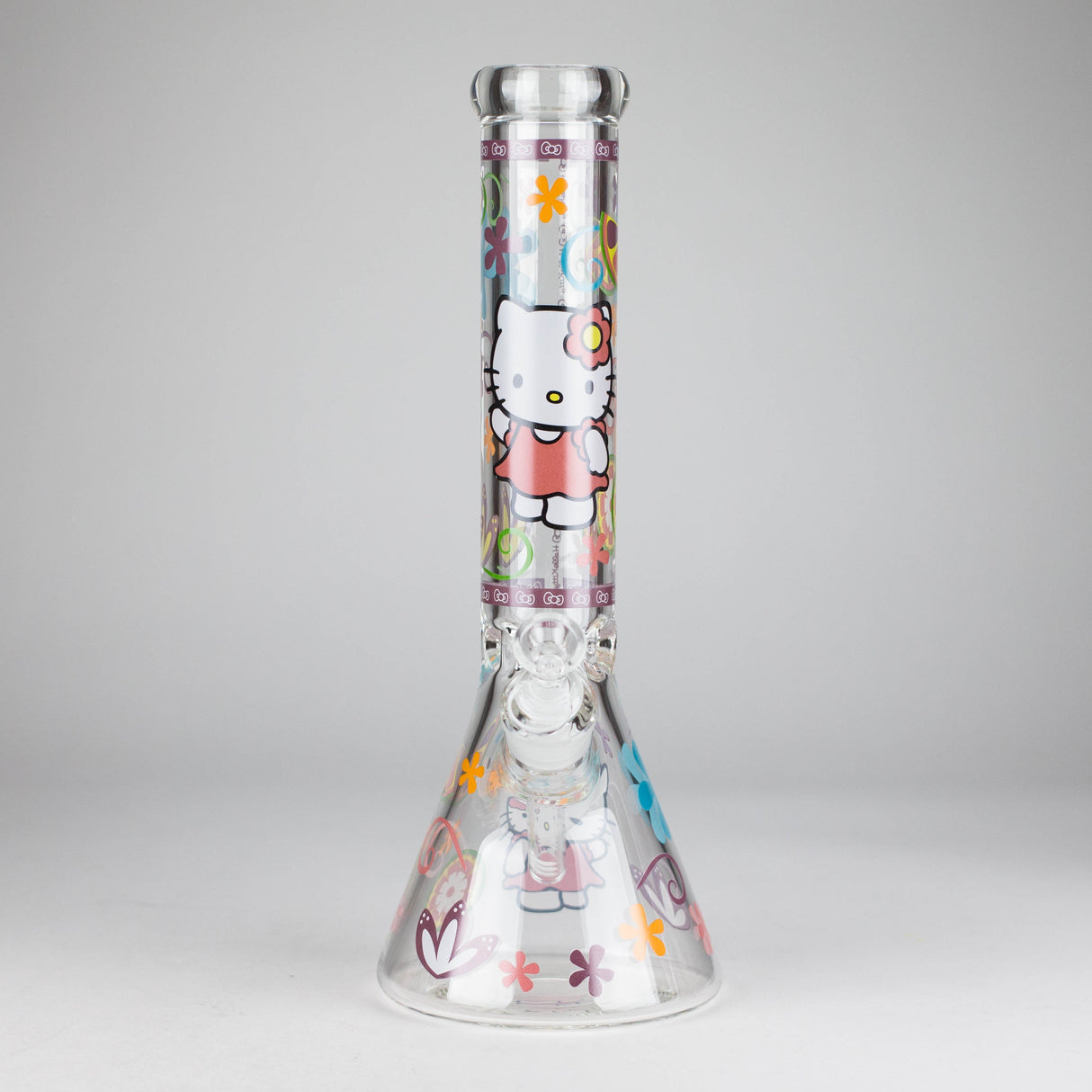 14" 7mm Glass Beaker Bong with Kitty Design and Ice Catcher Glass Bong 777 Smoke Design3