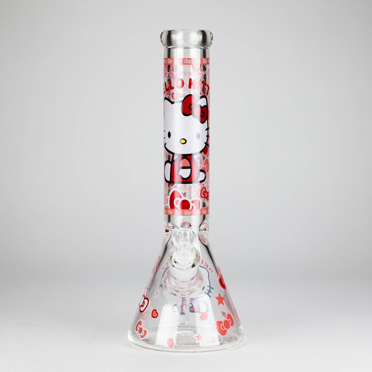 14" 7mm Glass Beaker Bong with Kitty Design and Ice Catcher Glass Bong 777 Smoke Design1