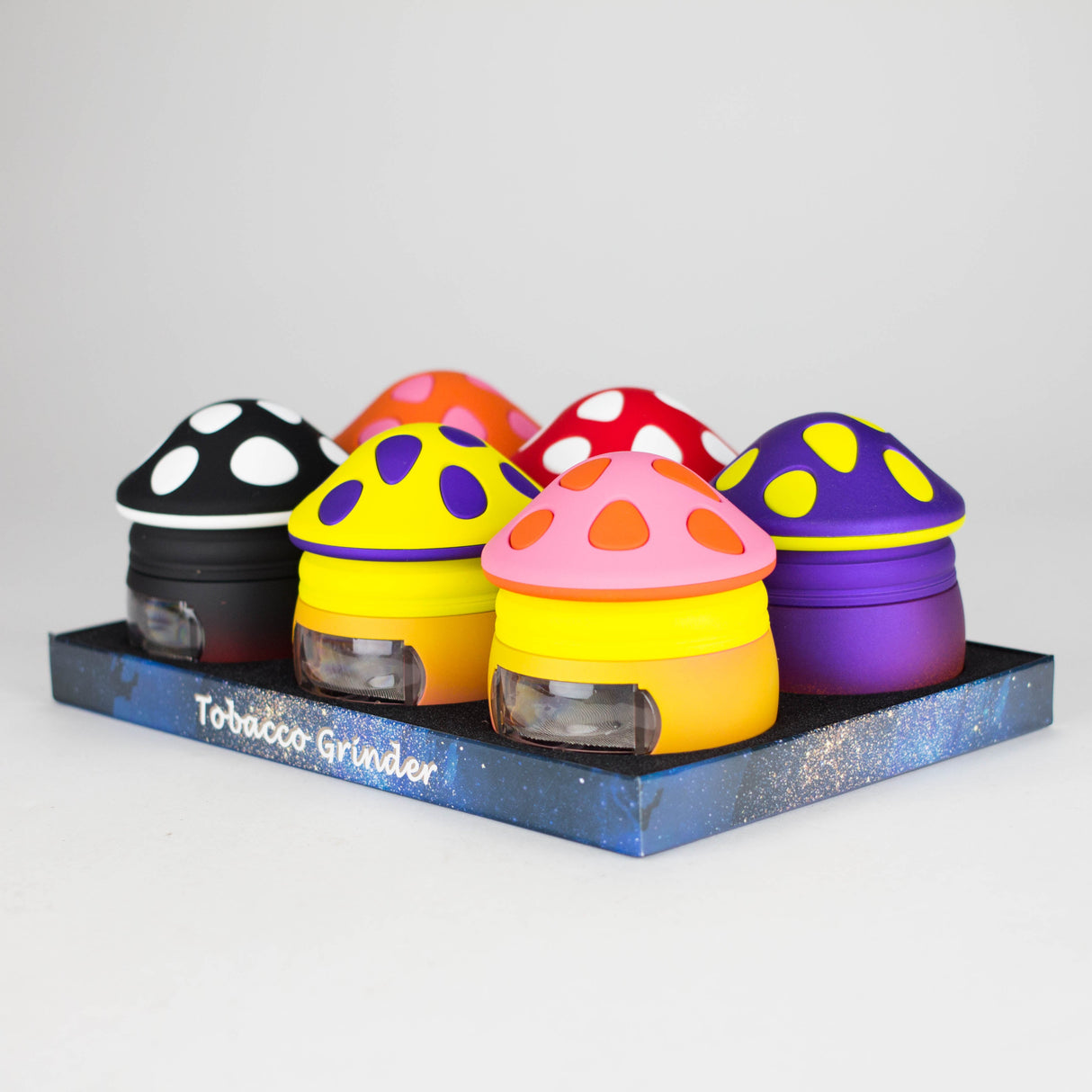 3.2" Mushroom House Grinder with One-Touch Tray – Box of 6 Display Pack 777 Smoke