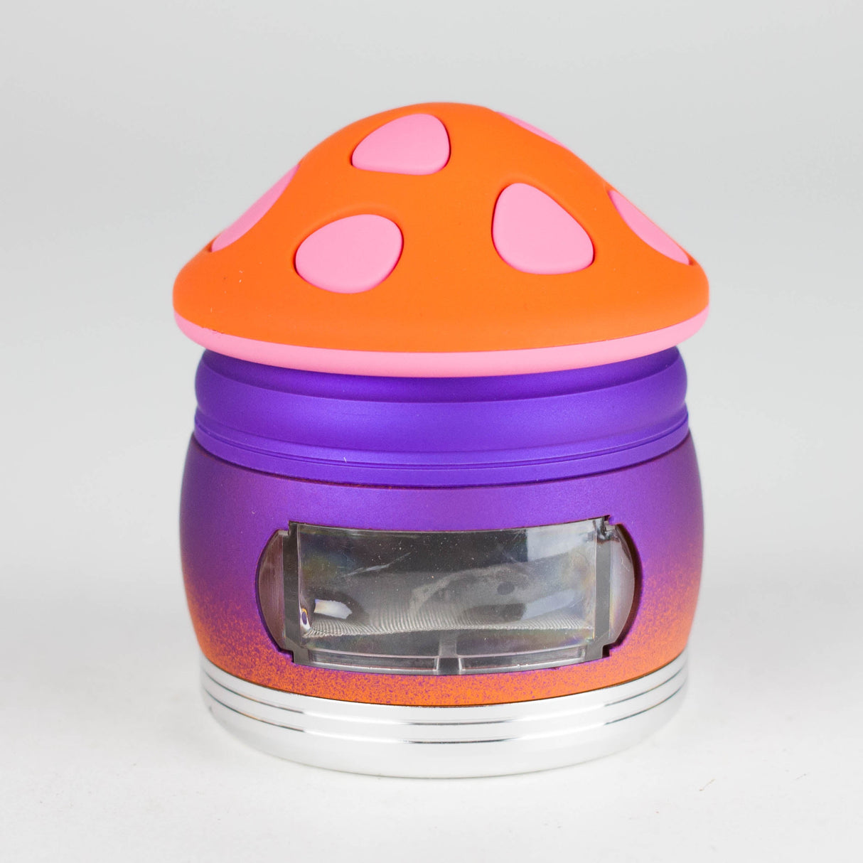 3.2" Mushroom House Grinder with One-Touch Tray – Box of 6 Display Pack 777 Smoke