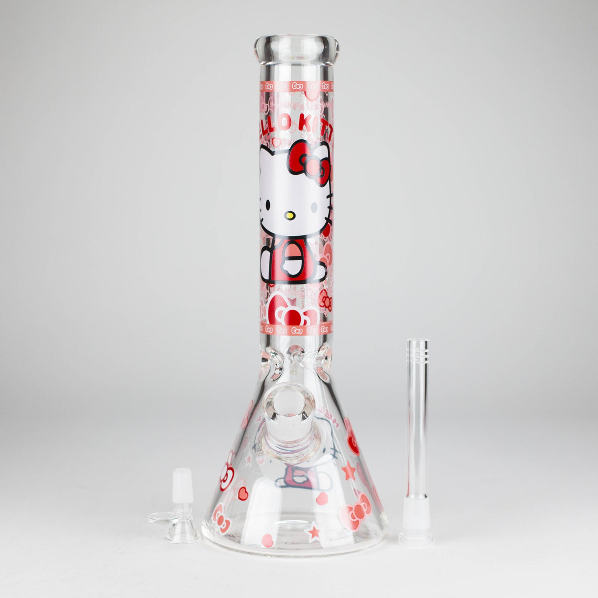 14" 7mm Glass Beaker Bong with Kitty Design and Ice Catcher Glass Bong 777 Smoke