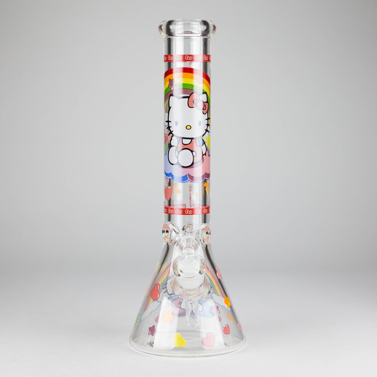 14" 7mm Glass Beaker Bong with Kitty Design and Ice Catcher Glass Bong 777 Smoke Design2