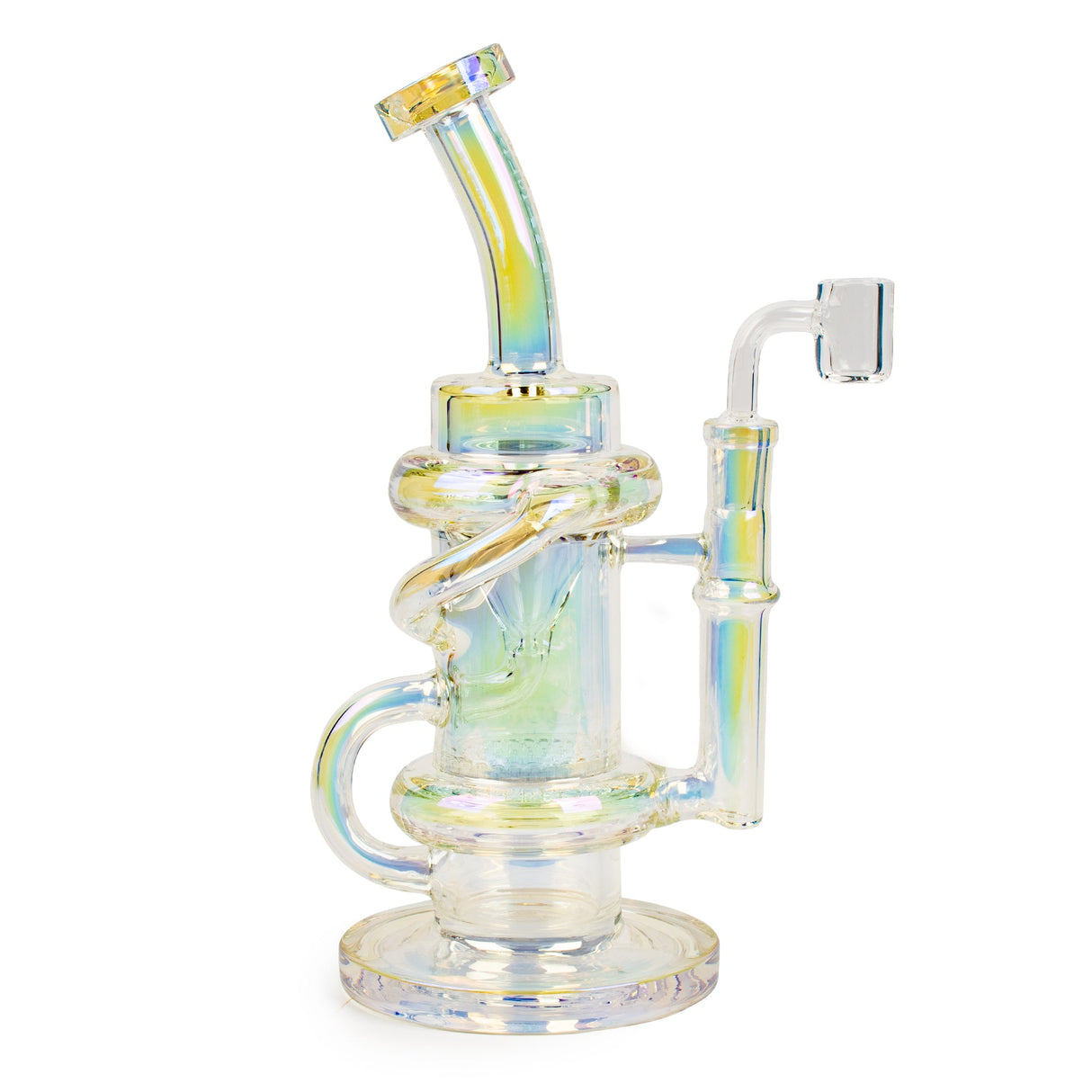 Red Eye Tek® | 9.5" Tall Metallic Terminator Finish Glitch Klein Recycler Rig Glass Rig West Coast Gifts Rainbow