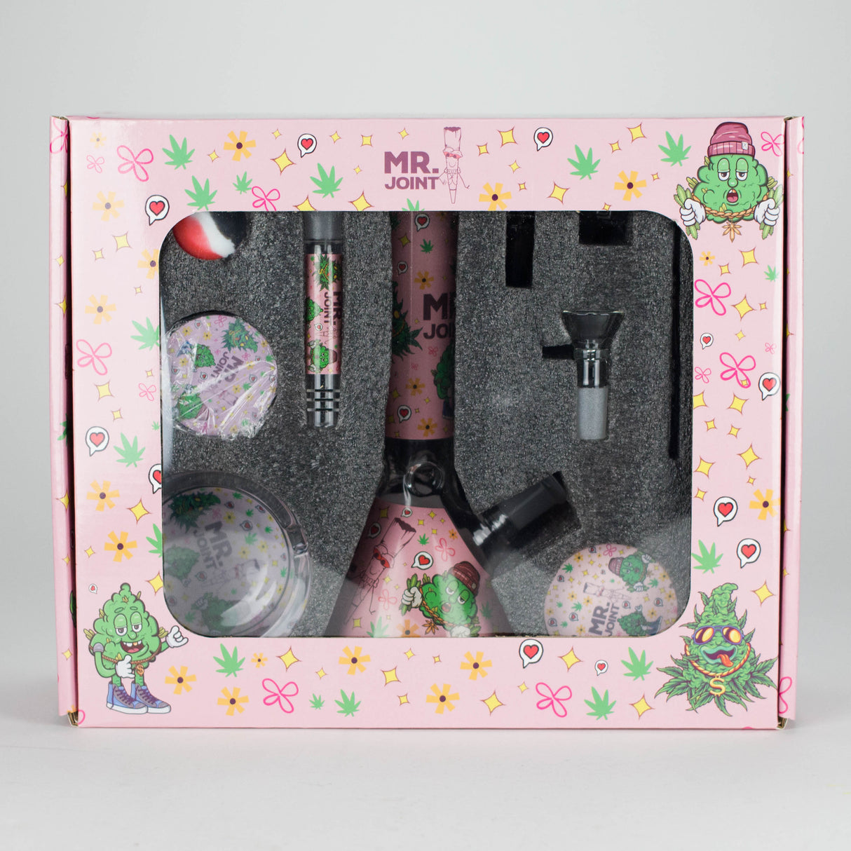 10-in-1 Smoke Set with Mr. Joint Design – Complete Smoking Kit Glass Bong 777 Smoke